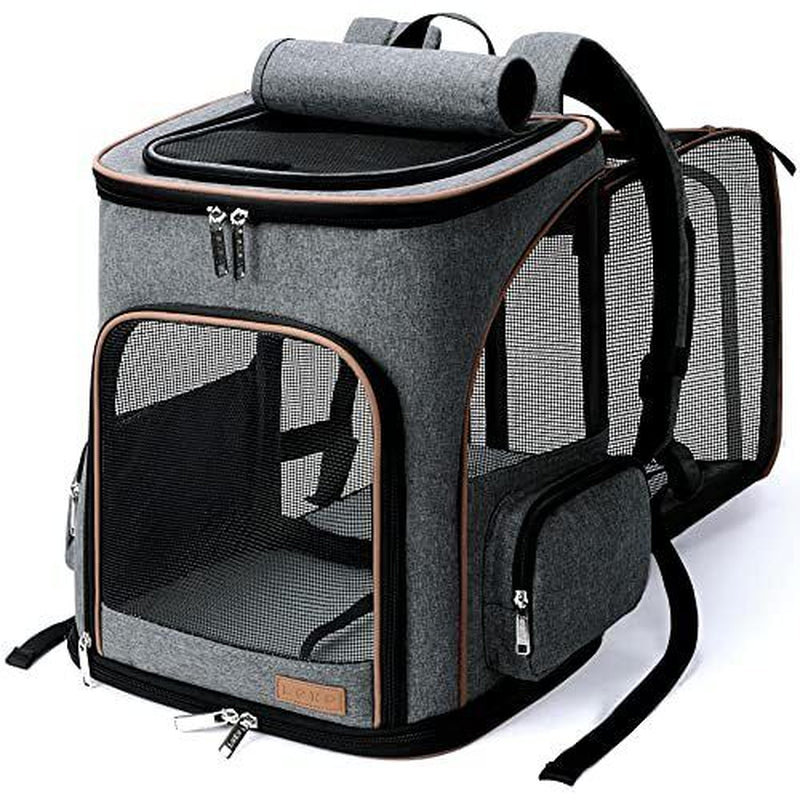 Cat Backpack Expandable Pet Carrier Backpack for 21.7"L X 13.0"W X 15.0"H Grey
