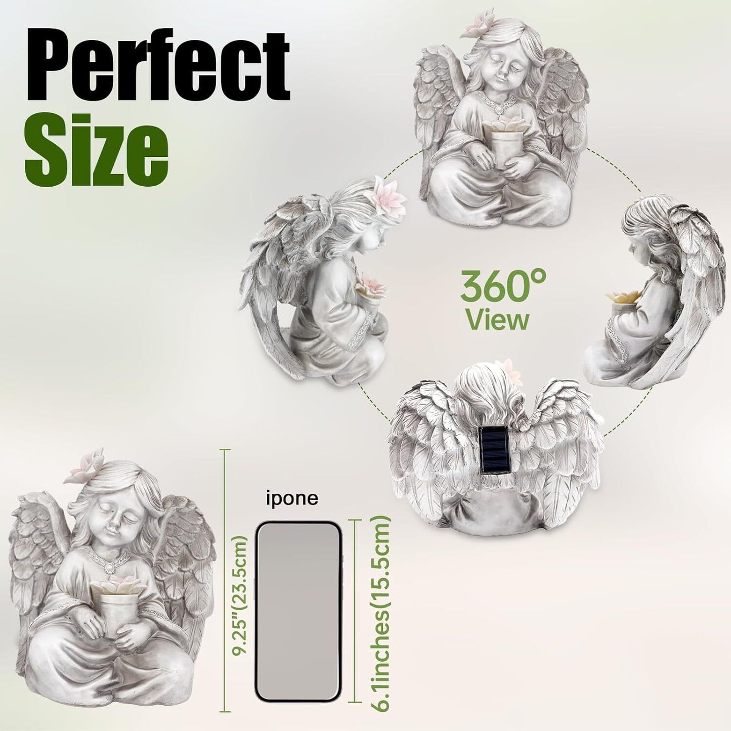 Angel Garden Statues for Outside, Solar Angels for Cemetery Grave, Outdoor An