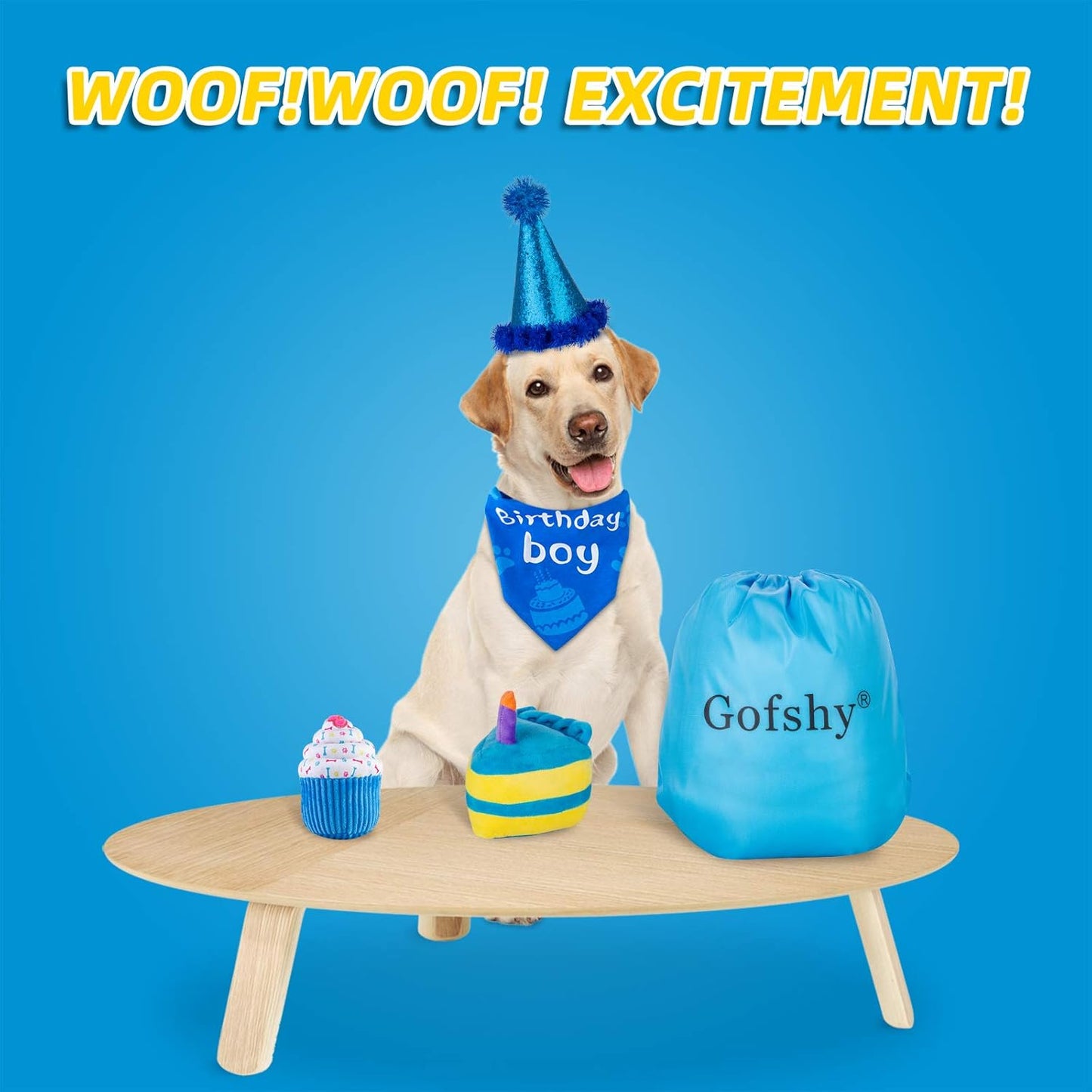 Dog Birthday Bandana Boy, Dog Birthday Party Supplies for Small, Medium, Large Dogs Puppy Birthday (Blue-Bandana)