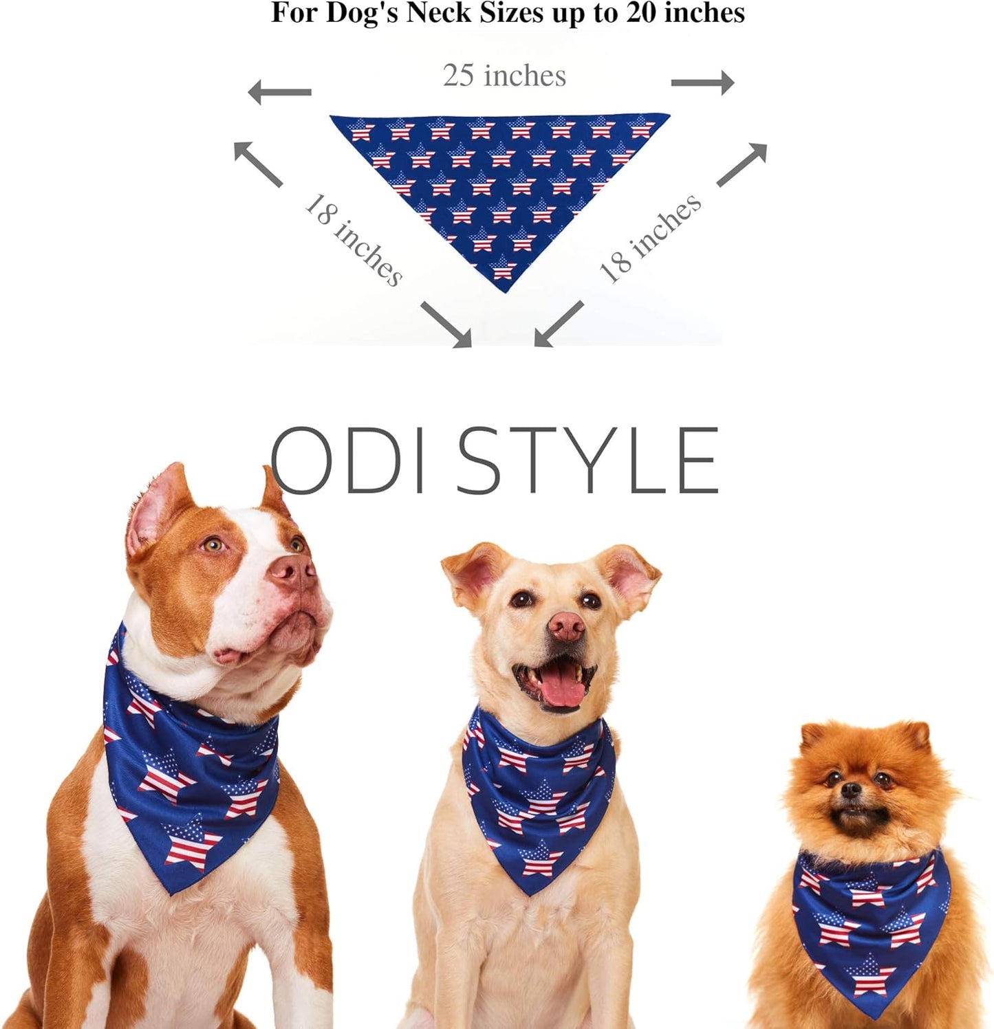 American Flag Dog Bandana - Patriotic 4Th of July Dog Bandana for Small, Medium, Large Dogs, US Flag Independence Day Dog Puppy Collar Bandana for Dogs Puppies Cats with Star Print, Blue