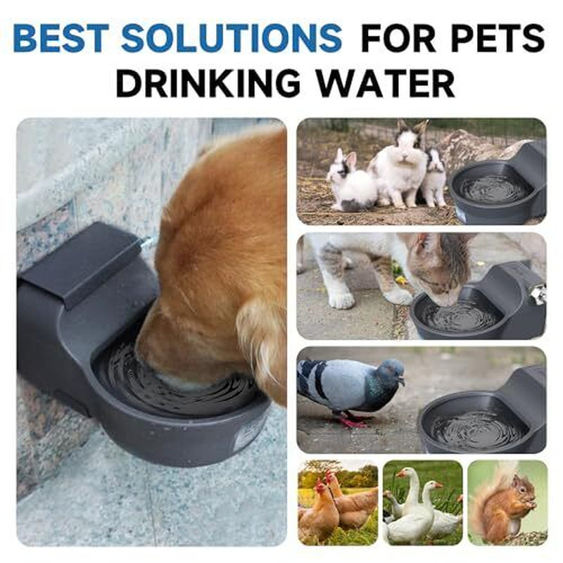 Automatic Dog Water Dispenser with Anti-Tip Bracket Outdoor Dog 68 Oz Gray