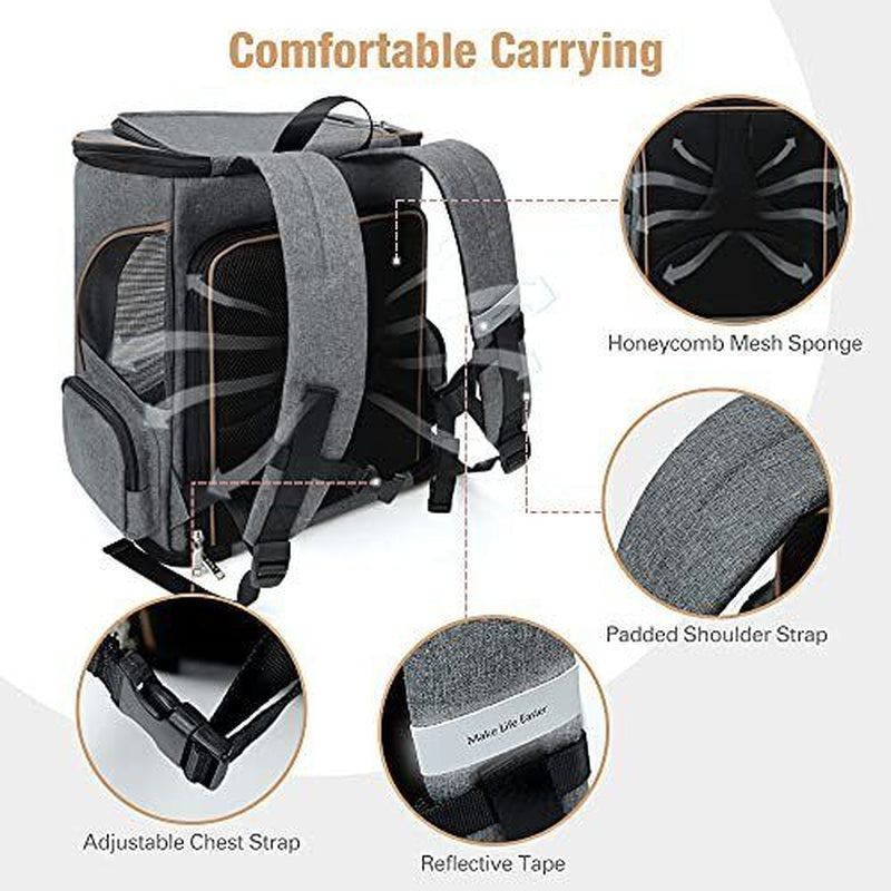 Cat Backpack Expandable Pet Carrier Backpack for 21.7"L X 13.0"W X 15.0"H Grey