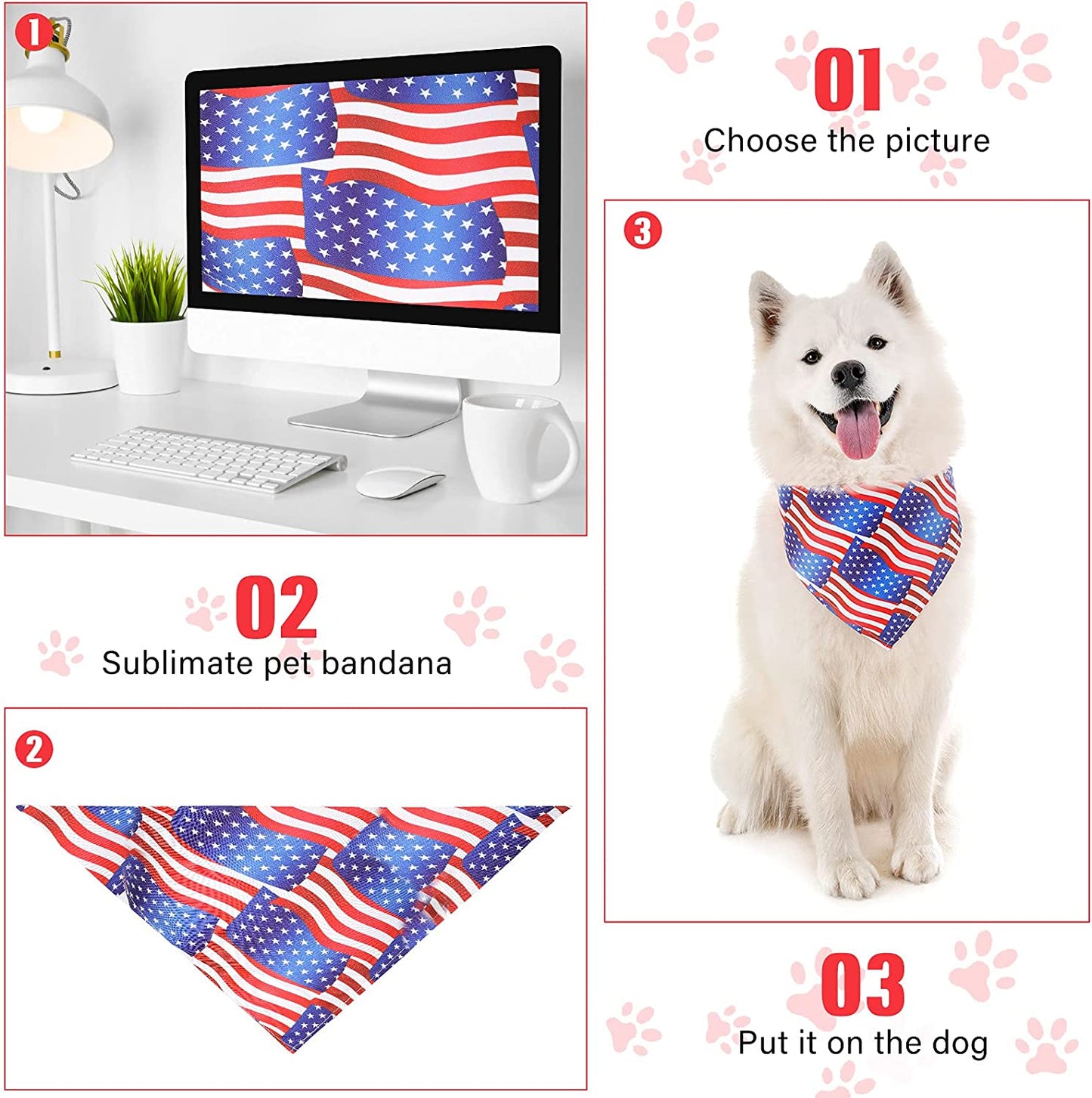 30 Pieces Sublimation Heat Transfer Dog Bandana Triangle Dog Scarf Polyester Pet Bandana DIY for Valentine Easter Saint Patrick'S Day