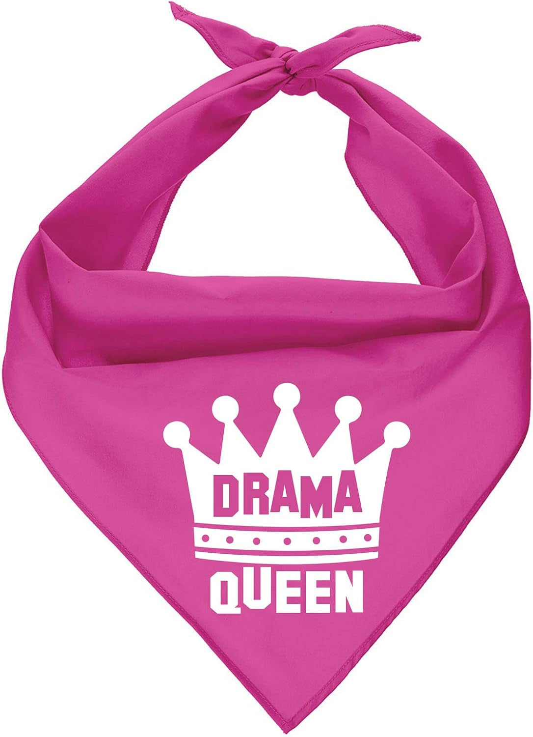 Dog Bandanas with Printed 'Drama Queen' - Classy Pink Bandana for Dogs - Tie-On Adjustable, Polyester Dog Scarf for Small Dogs - Washable Triangle Female Dog Bib - Handkerchief for Pets