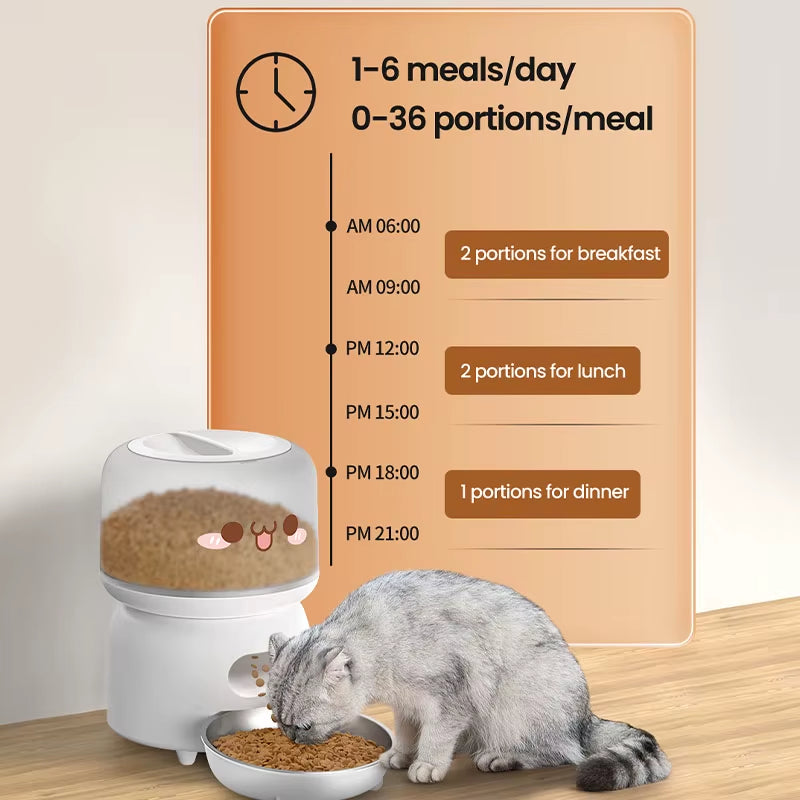 Automatic Cat Feeder 3L Smart Pet Food Dispenser Button Automatic Dog Feeder for Cats Pets Remote Control Feeding Supply