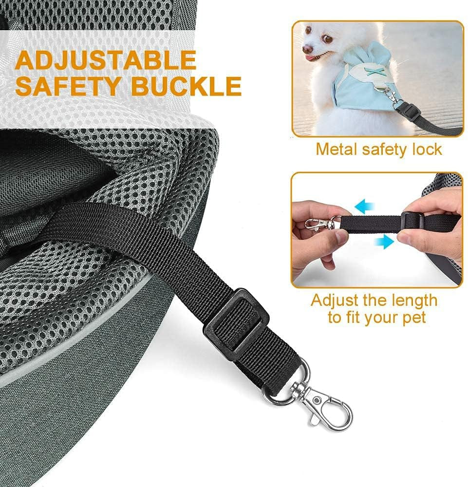 Dog Cat Sling Carrier, Adjustable Padded Shoulder Strap, with Zipper Pocket for Outdoor Travel (Black-Mesh, M - up to 10 Lbs)