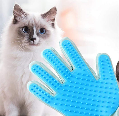 Pet Grooming Glove,Efficient Pet Hair Remover Mitt,Gentle Dusting Brush Gloves,Size Fit All Works for Dogs, Horses,Cats and Other Animals (1-Pair) (Sky Blue)