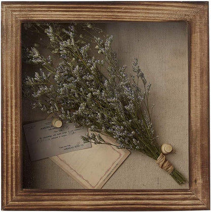 Shadow Box Frame 8X8 Shadow Boxes Display Case with Linen Back Memorabilia Awards Medals Bouquet Photos Picture Badge Wedding Memory Box for Keepsakes Carbonized Small Pin Board