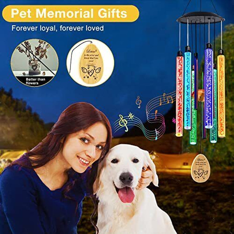 Solar Pet Memorial Wind Chime, Dog Memorial Gifts for Loss of Dog, Rainbow