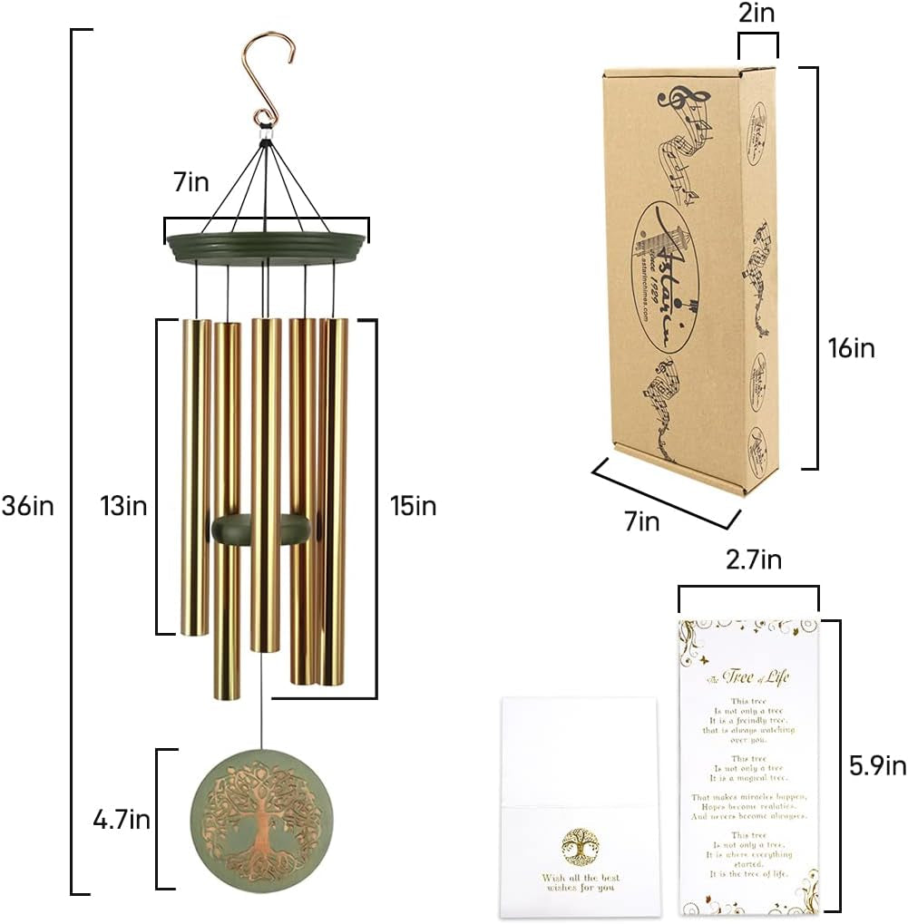 Windchimes for Outside,Large Memorial Wind Chimes for Loss of Loved One Engrave Tree of Life,Sympathy Wind Chimes for Outside, Gifts for Mother,Garden Home Yard Hanging Decor