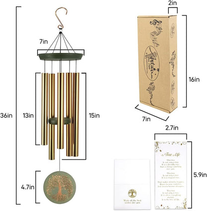 Windchimes for Outside,Large Memorial Wind Chimes for Loss of Loved One Engrave Tree of Life,Sympathy Wind Chimes for Outside, Gifts for Mother,Garden Home Yard Hanging Decor