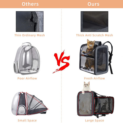 Cat Backpack Expandable - Pet Carrier Backpack Airline Approved - Dog Backpack Carrier with Cozy Mat Breathable Mesh Holds Pet up to 16 Lbs, Designed for Walking Travel Outdoor,Gray
