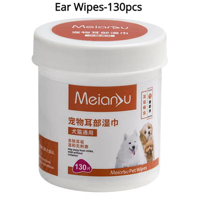 Pet Remove Dirt from Eyes and Ears Wipes, Dog and Cat Earwax, Clean Ears Odor Remover, Wet Tissue Cleaning Tools Supplies