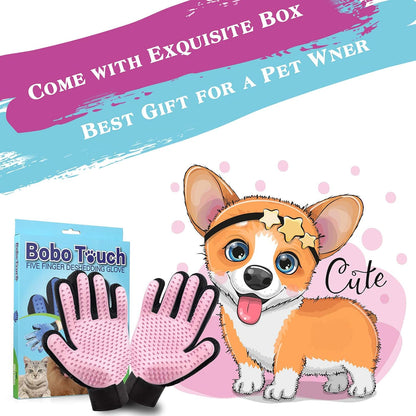 Pet Grooming Glove,Gentle Deshedding Brush Glove Efficient Pet Hair Remover Mitt,Enhanced Five Finger Design,Breathable & Comfortable for Dog,Cat,Horses with Long/Short Fur