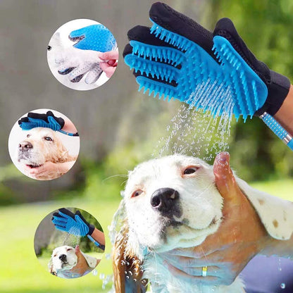 Pet Bathing Tool Dog Bathing Massaging Glove, Pet Hair Remover for Dog Bath with 3 Adapters Compatible Shower Bath Tub, Outdoor Garden (Blue, 8.2Feet/2.5M)