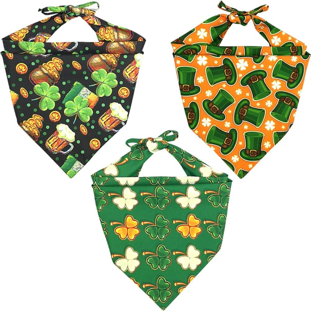 3 Pack St. Patrick'S Day Dog Bandana Triangle Bib Scarf Accessories
