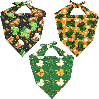 3 Pack St. Patrick'S Day Dog Bandana Triangle Bib Scarf Accessories