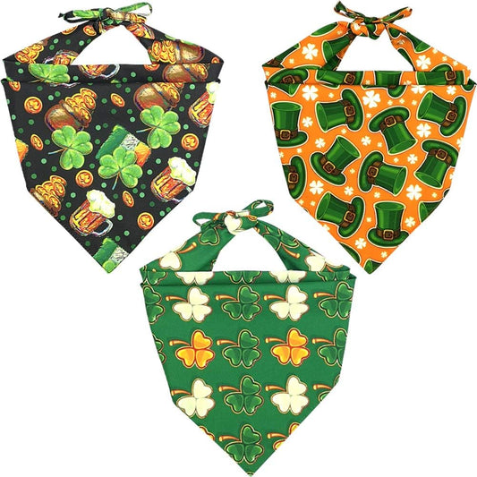 3 Pack St. Patrick'S Day Dog Bandana Triangle Bib Scarf Accessories