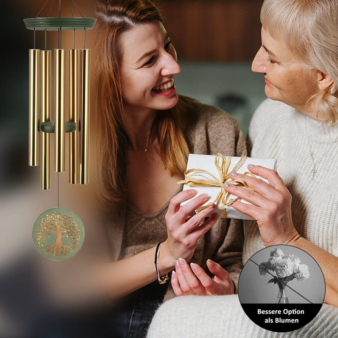 Windchimes for Outside,Large Memorial Wind Chimes for Loss of Loved One Engrave Tree of Life,Sympathy Wind Chimes for Outside, Gifts for Mother,Garden Home Yard Hanging Decor