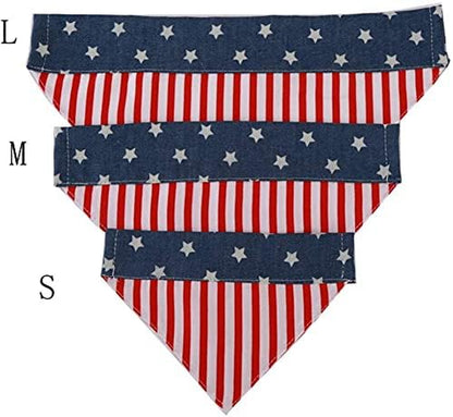 USA Flag Dog Bandana with Buckle,American Flags Dog Bandana Pet Scarfs,4Th of July Independence Day Pet Decorations (Large)