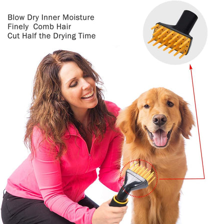 Pet Dryer Dog Hair Dryer 4.0HP Stepless Adjustable Speed and Temperature, Professional Pet Hair Force Dryer Dog Grooming Blower with Heater, Spring Hose, and 5 Different Nozzles