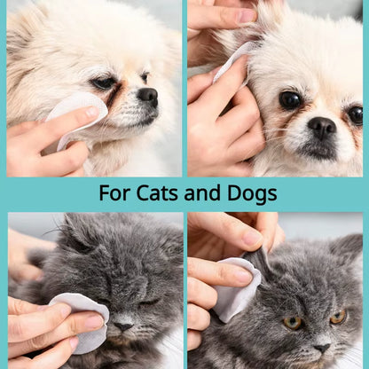 Pet Remove Dirt from Eyes and Ears Wipes, Dog and Cat Earwax, Clean Ears Odor Remover, Wet Tissue Cleaning Tools Supplies