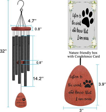 Dog Memorial Wind Chimes for Loss of Pet Cat Sympathy Gift for Pet Owner Remembrance Handmade Beech Wooden Windchimes for outside Outdoor Indoor Garden Yard Porch Patio Home Déco