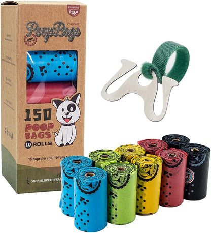 Dog Poop Bags Extra Thick Leak Proof Dog Waste Bags.Lavender-Scented Dog Poop Bags with EPI Additive，Doggie Poop Bag Carrier and Leash Clip Included…
