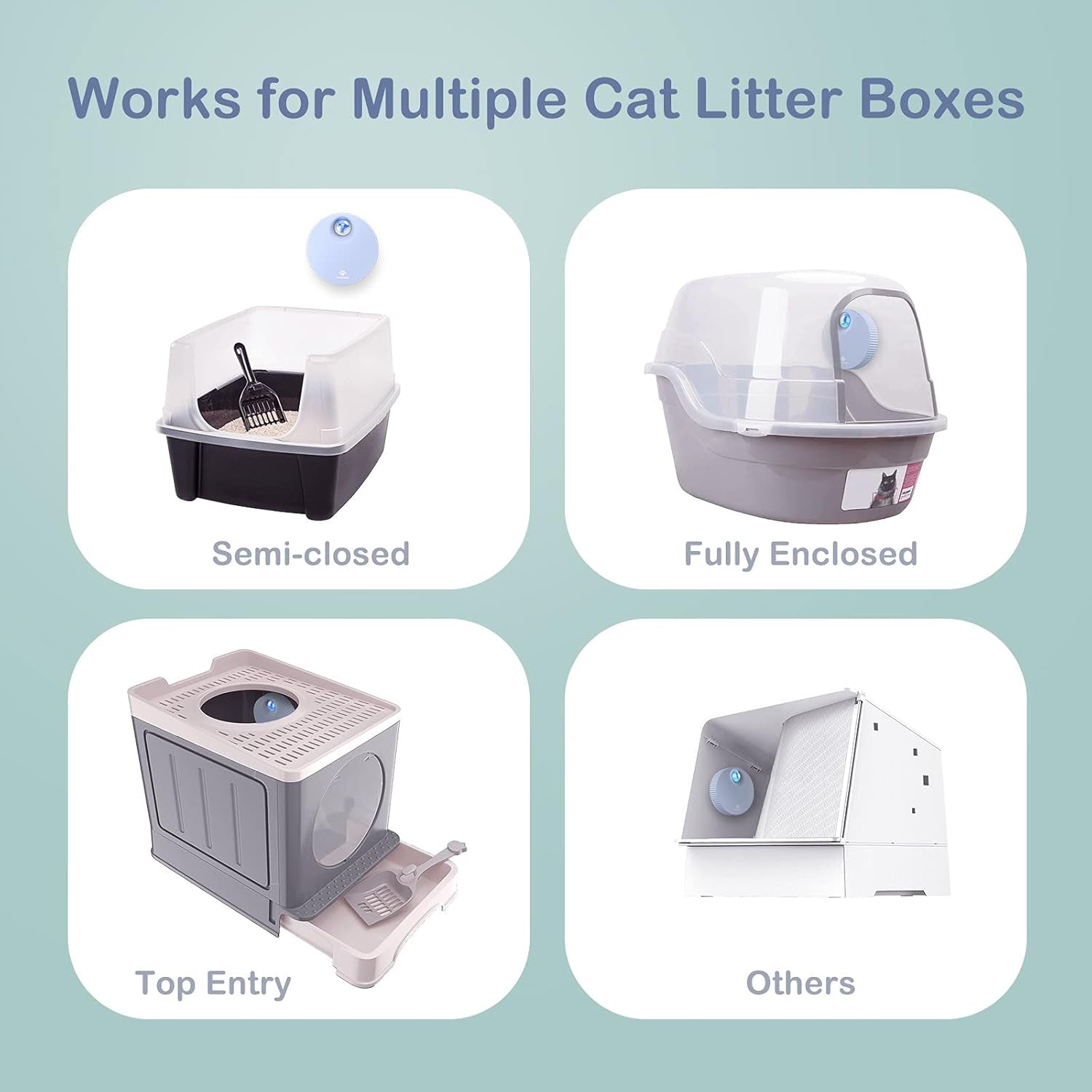 Cat Litter Deodorizer, Smart Odor Eliminator for Small Pets, Unscented and Dust-Free Deodorizer for Small Animals’ Toilet or Home, Rechargeable Smell Eliminator, Blue