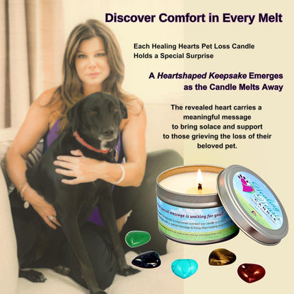 Pet Perennials Healing Hearts Pet Memorial Candle, Soy Candle with Feng-Shui Keepsake Stone (Embed) Loss of Pet Memorial Gifts, Pet Remembrance Candle, Pet Loss Candle for Friends and Families