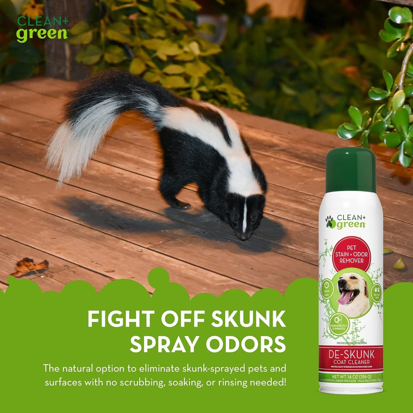 Professional Strength Deskunk Odor & Pet Stain Remover- Plant-Based Odor Remover for Pet'S Coat- Kid & Pet-Safe Odor Eliminator Spray for Pets- Unscented 14-Ounce Pack of 4 Made in the USA