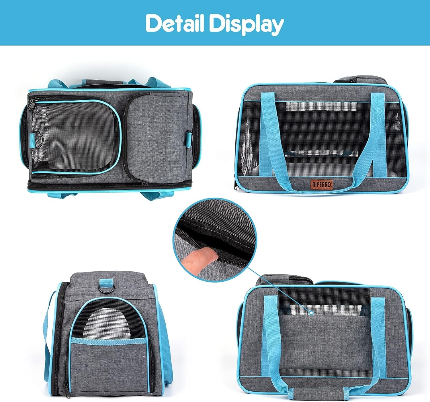 Cat Carrier Airline Approved Pet Carrier for Small Dogs, 4 Open Door Soft Sided Travel Carrier Bag for Puppies Kitty Rabbits with Foldable Bowl and Storage Pockets