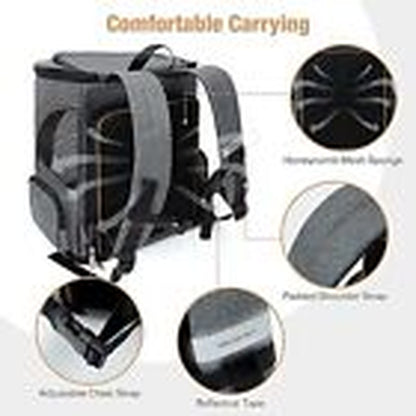 Cat Backpack Expandable Pet Carrier Backpack for 21.7"L X 13.0"W X 15.0"H Grey