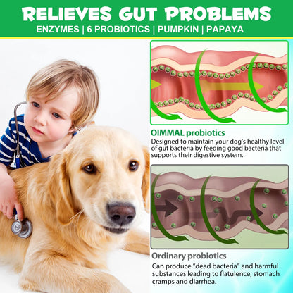 Probiotics with Enzymes Chewable Tablets for Dogs, 180P*2 Peking Duck Flavor - Supports Flora & Digestive Health | Relief from Constipation, Allergies - Digestive and Immune Support