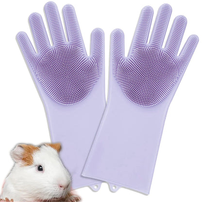 Guinea Pig Washing Gloves Bathing Grooming Shampoo Brush Silicone Rabbit Hair Removal High Density Teeth Dog Cat Small Pet Massaging Glove