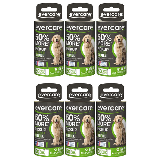 Extra Sticky Pet Lint Roller Refill 60 Sheets, 6-Pack