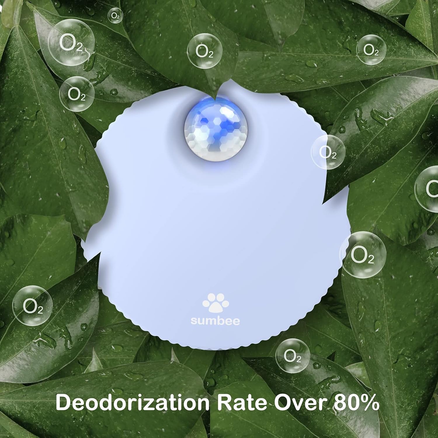 Cat Litter Deodorizer, Smart Odor Eliminator for Small Pets, Unscented and Dust-Free Deodorizer for Small Animals’ Toilet or Home, Rechargeable Smell Eliminator, Blue
