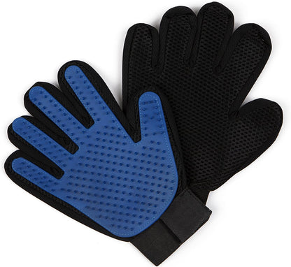 Pet Grooming Gloves - Ultimate Brushing Tools for Cats & Dogs - Better for Hair Removal & Deshedding than Brushes - the Original Five Finger Glove for Short & Long Fur (1 Pair, Blue)