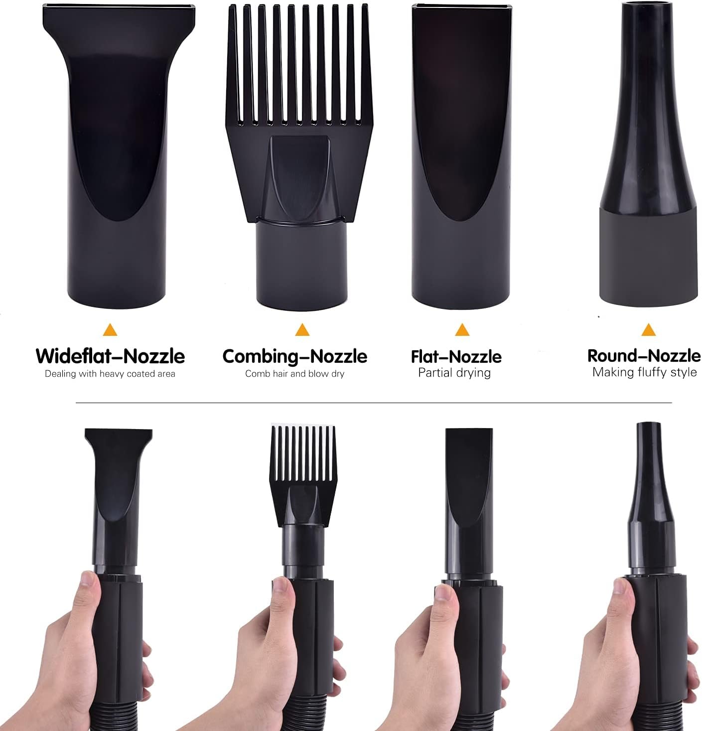 Dog Dryer, High Velocity Dog Hair Dryer, Dog Blow Dryer - Groomer Partner Pet Blower Grooming Force Dryer with Heater, Stepless Adjustable Speed, 4 Different Nozzles, Comb & Pet Grooming Glove (Black)