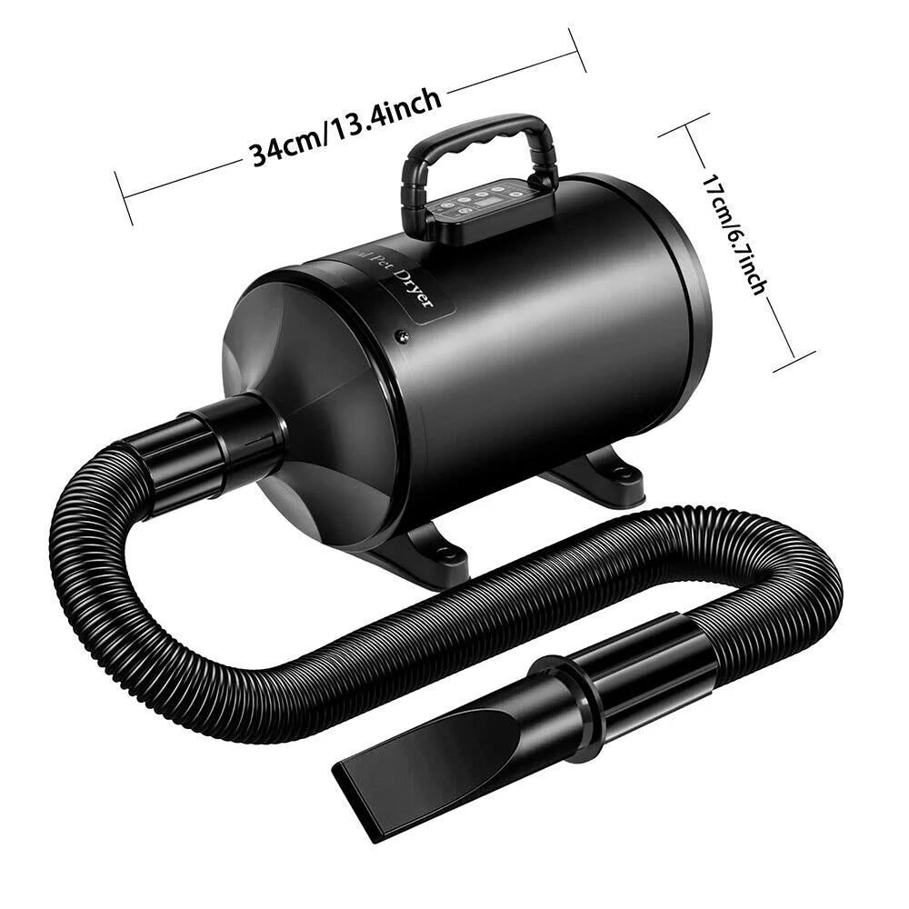 Dog-Hair-Dryer, 5.2HP/ 3800W High Velocity Pet Blow Dryer with Heater for Grooming, Speed Temperature Adjustable Dog Blower Grooming Dryer with 4 Nozzles