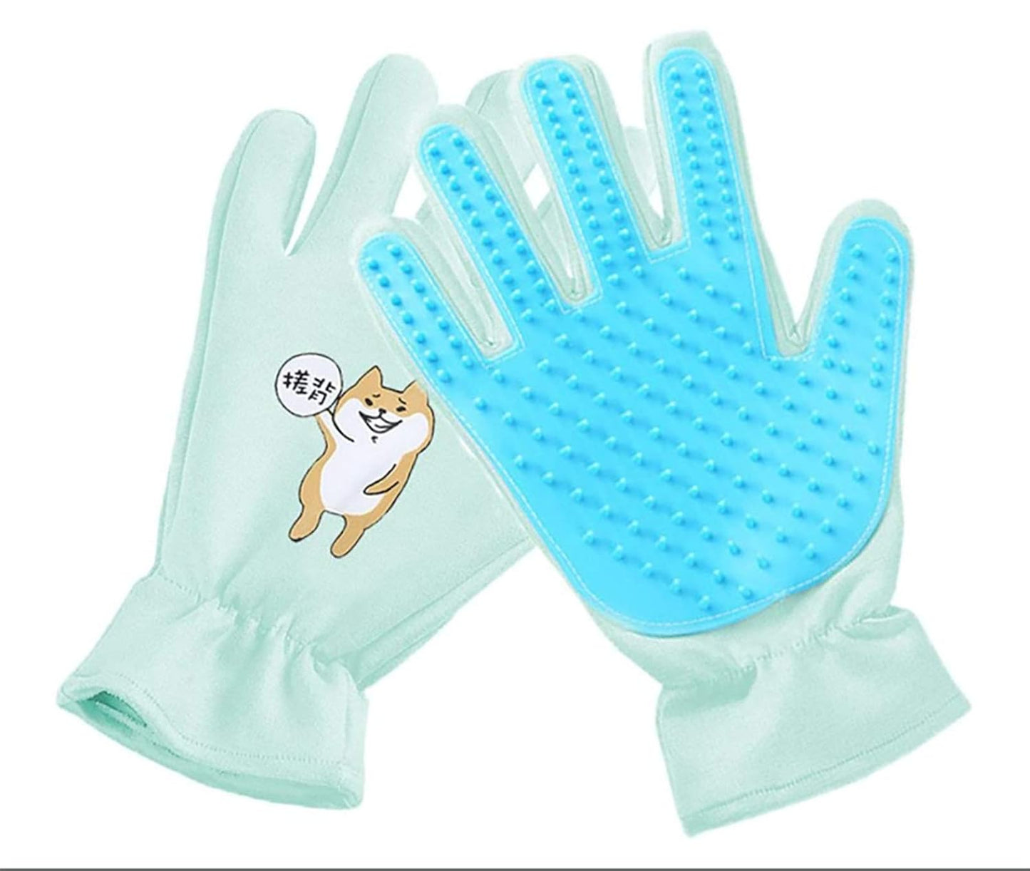 Pet Grooming Glove,Efficient Pet Hair Remover Mitt,Gentle Dusting Brush Gloves,Size Fit All Works for Dogs, Horses,Cats and Other Animals (1-Pair) (Sky Blue)