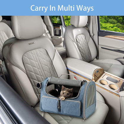 Small Pet Carrier for Cat - Cat Carrier Airline Approved under Seat - TSA Approved Pet Carrier Mesh Window,Dog Airplane Carrier,Portable Soft Cat Transport Carrier,Black