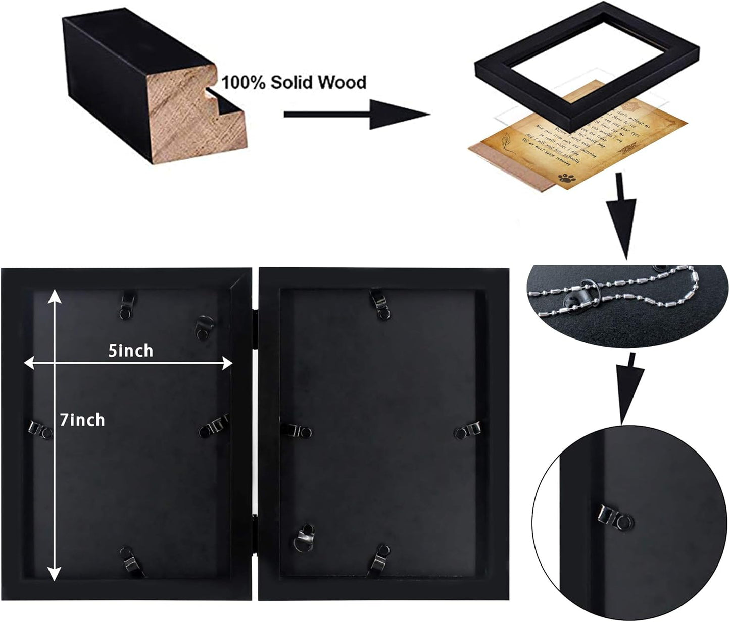 Pet Memorial Picture Frame - Solid Wood Dog Picture Frame and Dog Memorial Gifts - Pet Loss Gifts Dog Rememberance Frame Dog Frame Keepsake with Tomorrow Start without Me Poem (Black)