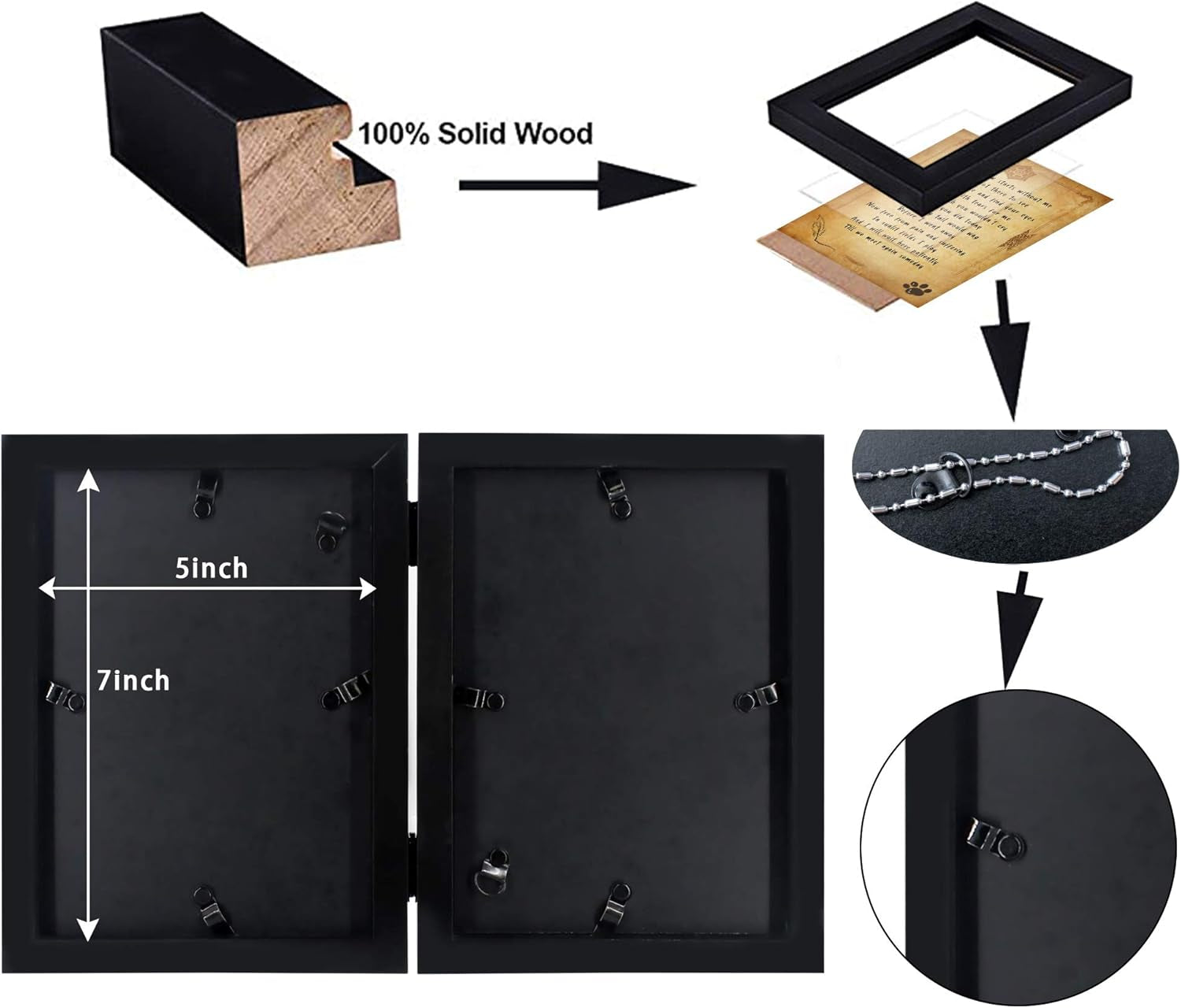 Pet Memorial Picture Frame - Solid Wood Dog Picture Frame and Dog Memorial Gifts - Pet Loss Gifts Dog Rememberance Frame Dog Frame Keepsake with Tomorrow Start without Me Poem (Black)