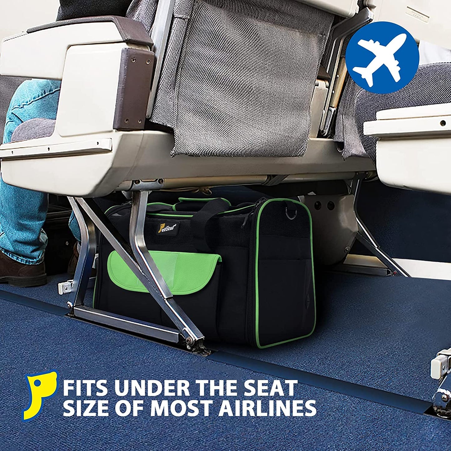 Pet Carrier for Small Dogs, Dog Carrier, Cat Kennel, Airline Approved Dog Cat Pet Travel Carrier, Soft- Sided Pet Travel Carrier for Cats Dogs, Portable Foldable Pet Bag Green and Black