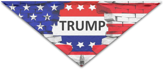 American USA Trump Flag Dog Bandana Washable Triangle Bibs Kerchief Scarf Accessories for Small Medium Dogs Puppy Cats Pets Daily Use