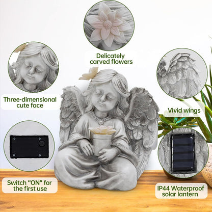 Angel Garden Statues for Outside, Solar Angels for Cemetery Grave, Outdoor An