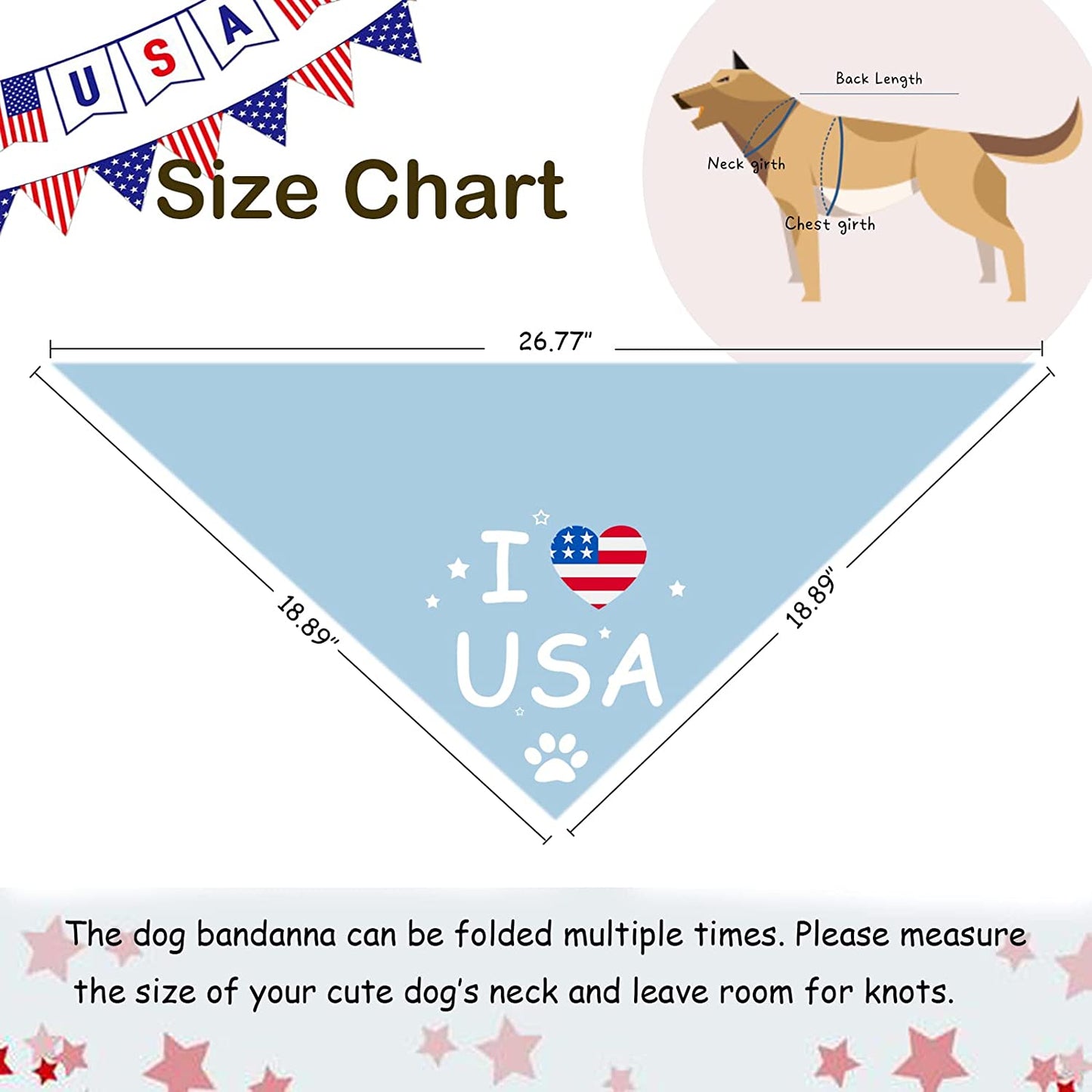 Fourth of July Dog Bandana，Dog Bandanas 4Th of July，Independence Day Patriotic Dog Bandana American Boy Dog Bandana for Large