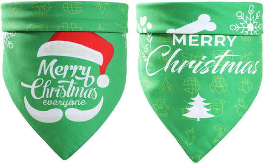 Christmas Dog Bandana, Pet Dog Puppy Holiday Scarf Triangle with Merry Christmas Snowman Print Accessories Bibs Kerchief Adjustable for Small Medium Large Dog 1 Pack