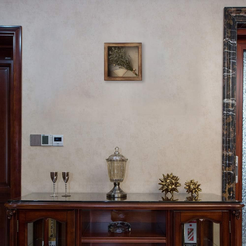 Shadow Box Frame 8X8 Shadow Boxes Display Case with Linen Back Memorabilia Awards Medals Bouquet Photos Picture Badge Wedding Memory Box for Keepsakes Carbonized Small Pin Board